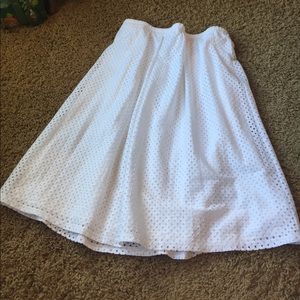 White lace midi skirt