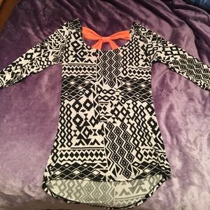 Tribal print shirt with bow