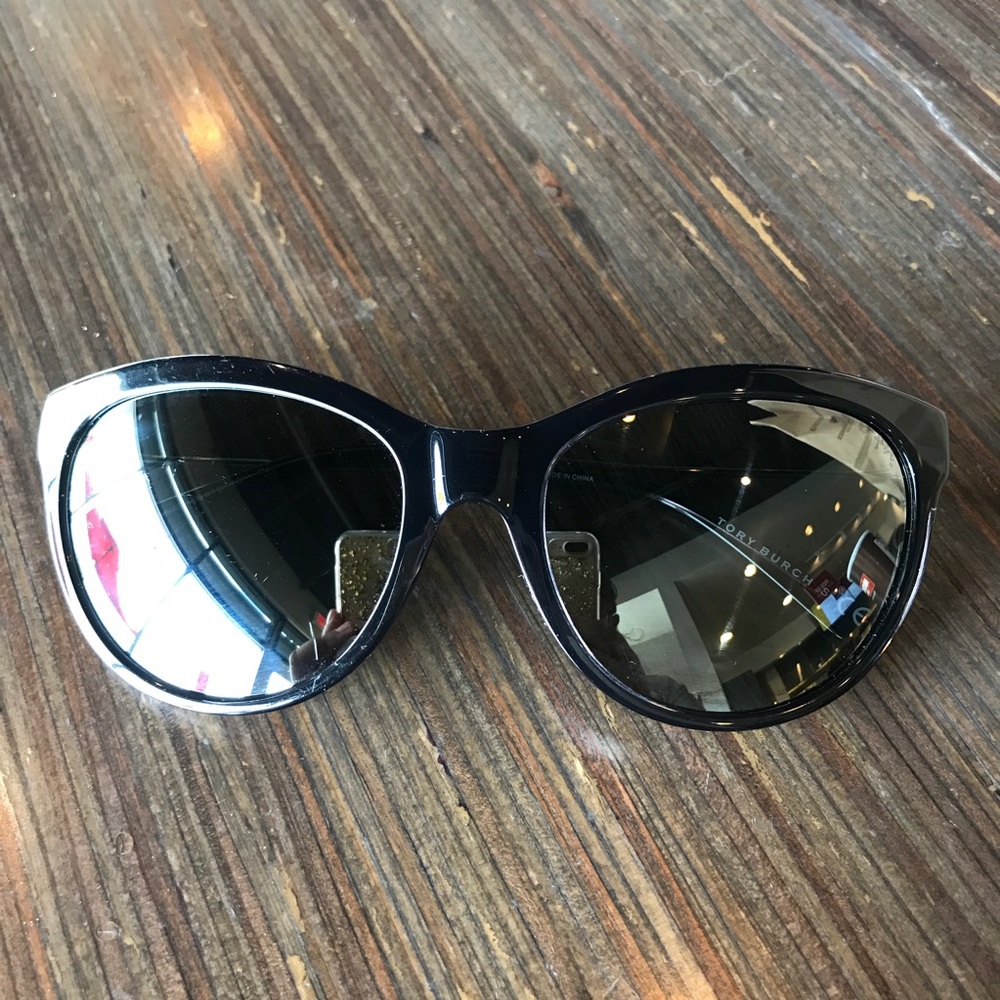 Tory Burch black and silver cat eye sunglasses