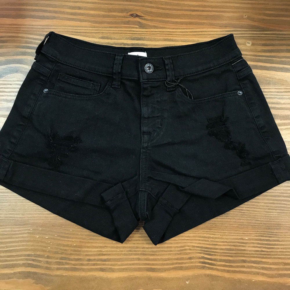 Black Distressed Jean Shorts