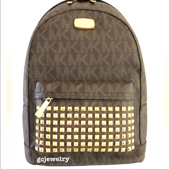 NWT Michael Kors Studded Brown Signature Backpack main image 5