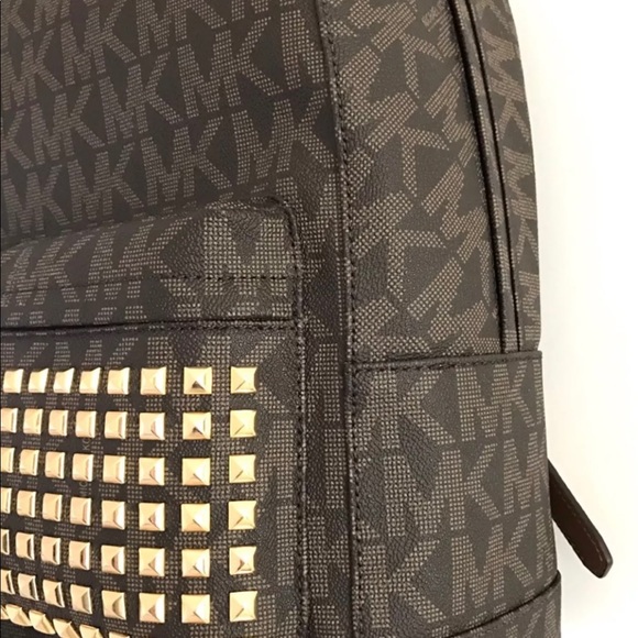 NWT Michael Kors Studded Brown Signature Backpack main image 4