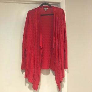 Red herringbone weave flowy cardigan size 14/16