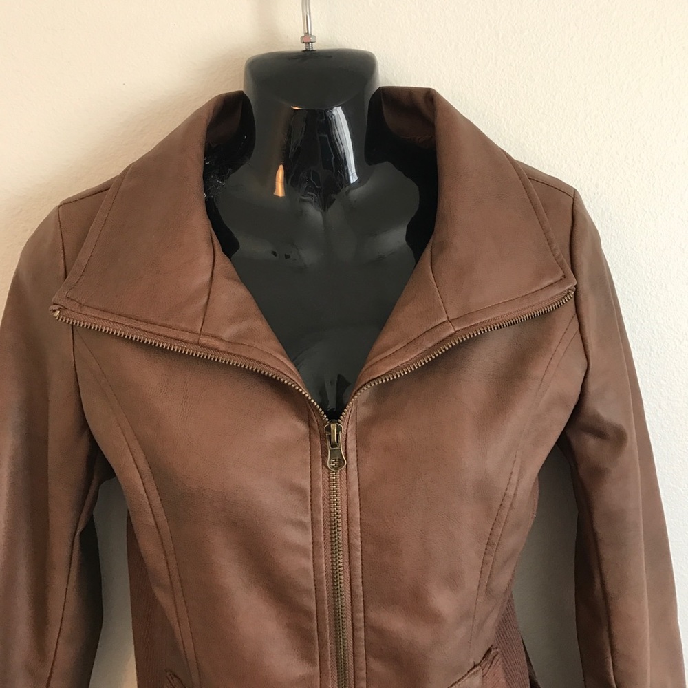 Sparkle & Fade brown faux leather jacket. Sm NWOT