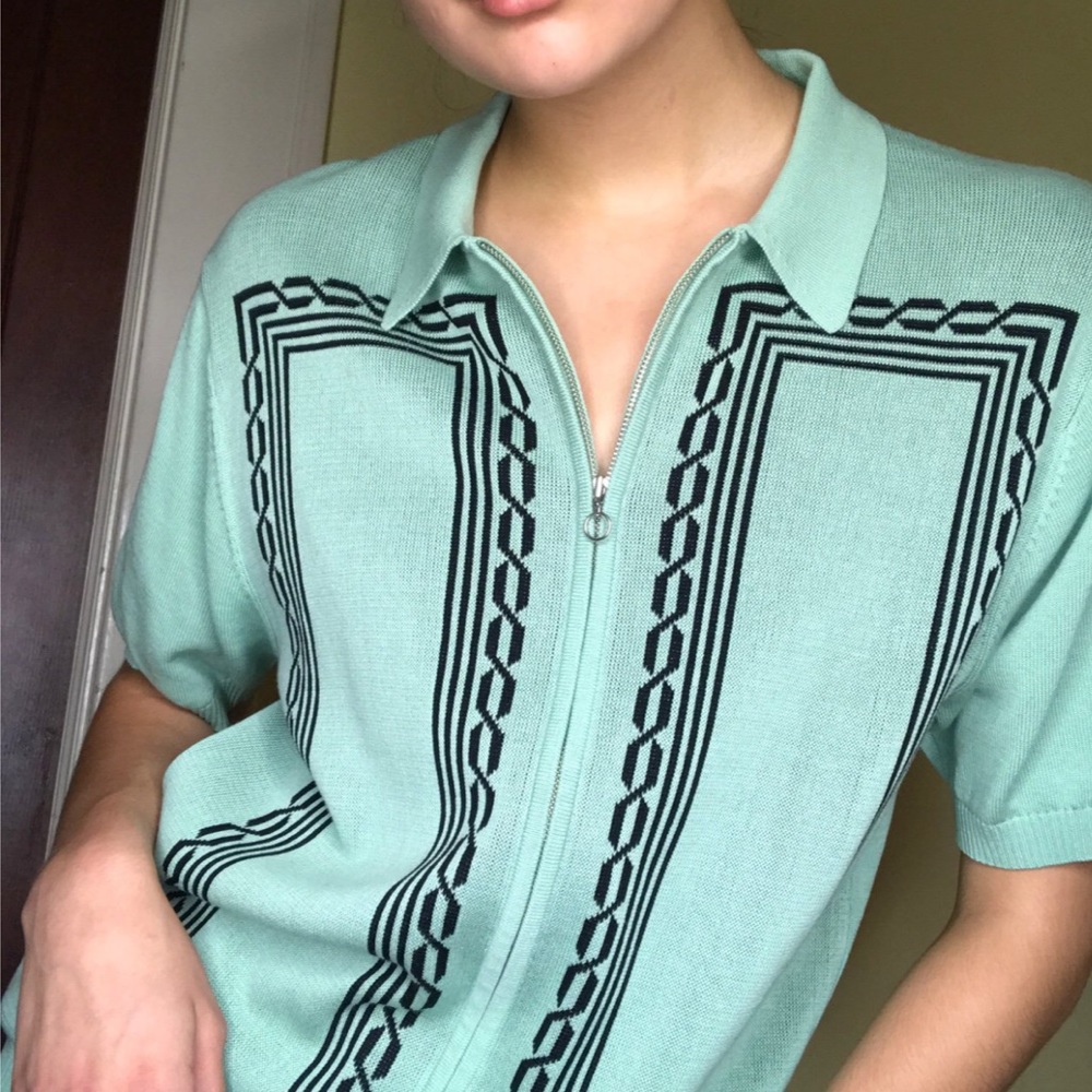 SOLD Supreme zip-up mint shirt - AUTHENTIC