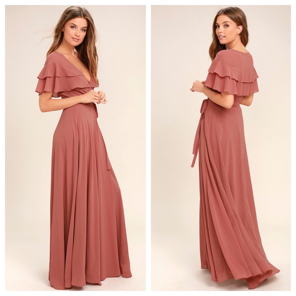 NWT WONDERFUL DAY RUSTY ROSE WRAP MAXI DRESS