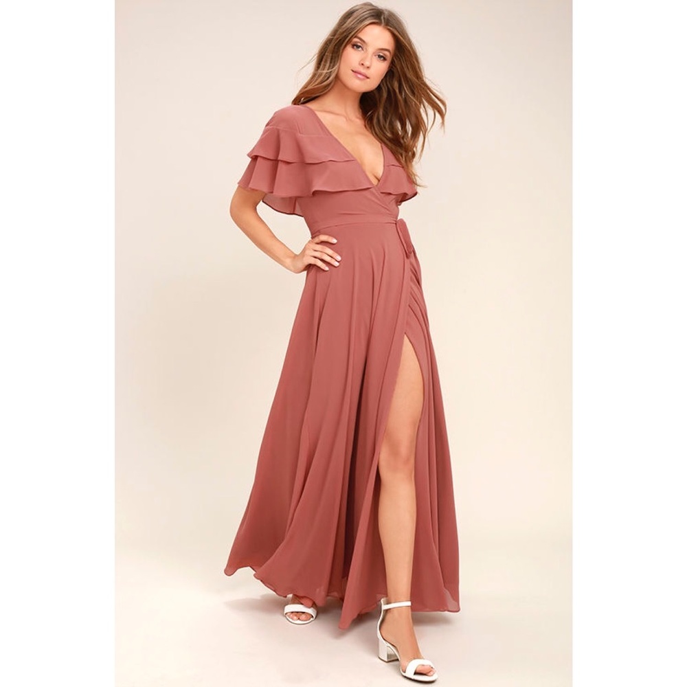 NWT WONDERFUL DAY RUSTY ROSE WRAP MAXI DRESS - Picture 2 of 3