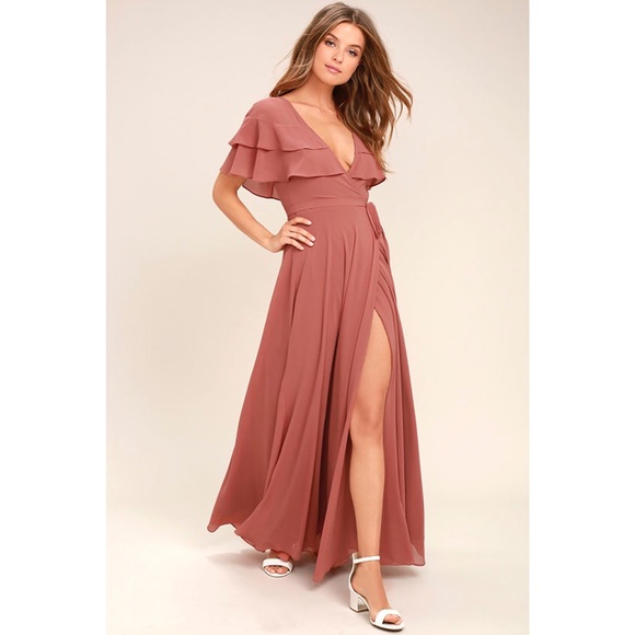 NWT WONDERFUL DAY RUSTY ROSE WRAP MAXI DRESS - Picture 2 of 3