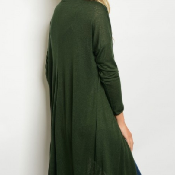 Hunter Green Duster Open Front Cardigan - Picture 2 of 5