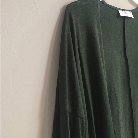 Hunter Green Duster Open Front Cardigan - Picture 4 of 5