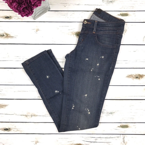Jill Stuart Blue White Splattered Skinny Jeans - Picture 1 of 8