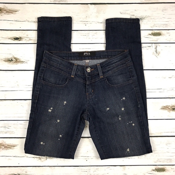 Jill Stuart Blue White Splattered Skinny Jeans - Picture 2 of 8