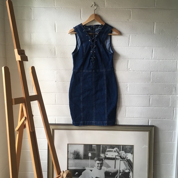 Missguided Denim Lace Up Dress - Picture 5 of 5