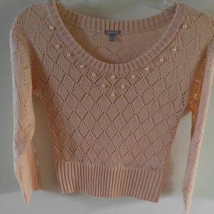 Pink long sleeve crop top