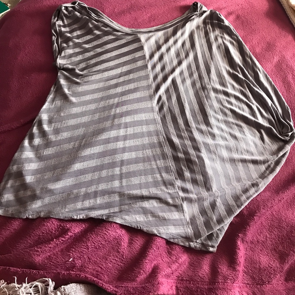 Grey striped short sleeved shirt