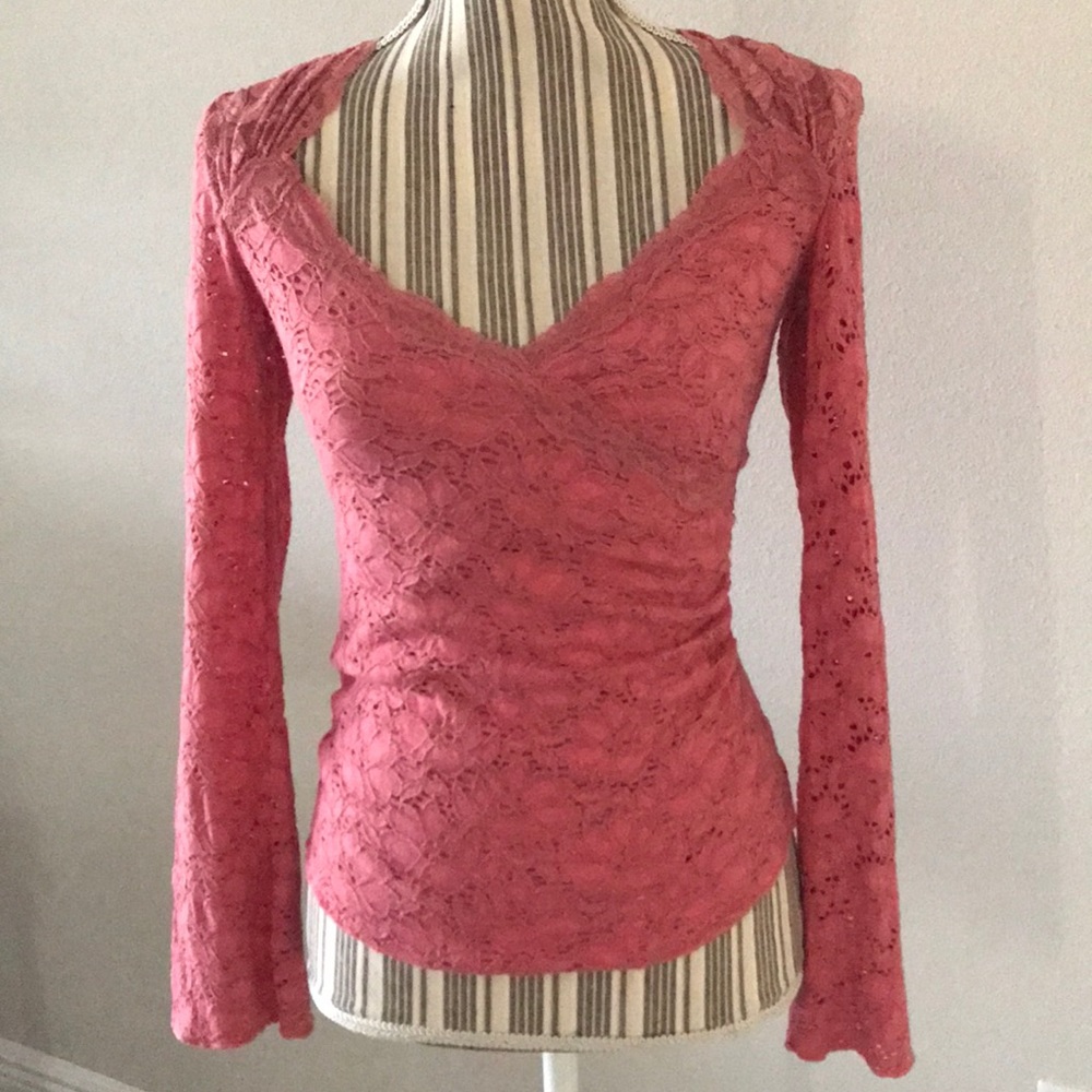 🌸SOLD🌸Ann Ferriday Pink Lace Neckline