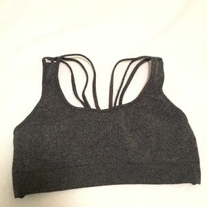 Strappy grey sports bra