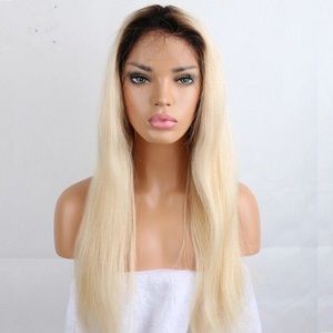 100%Human Hair Wig Glueless Lace Dark root 26inch