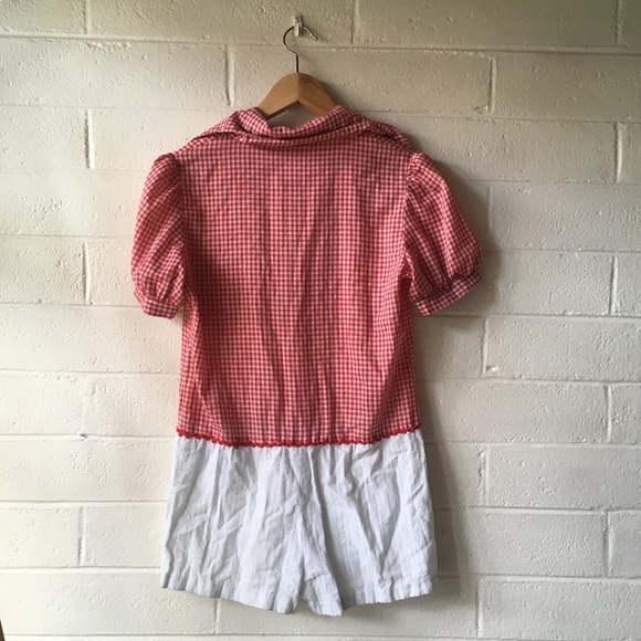 Vintage Red Gingham Textured Romper - Picture 4 of 5