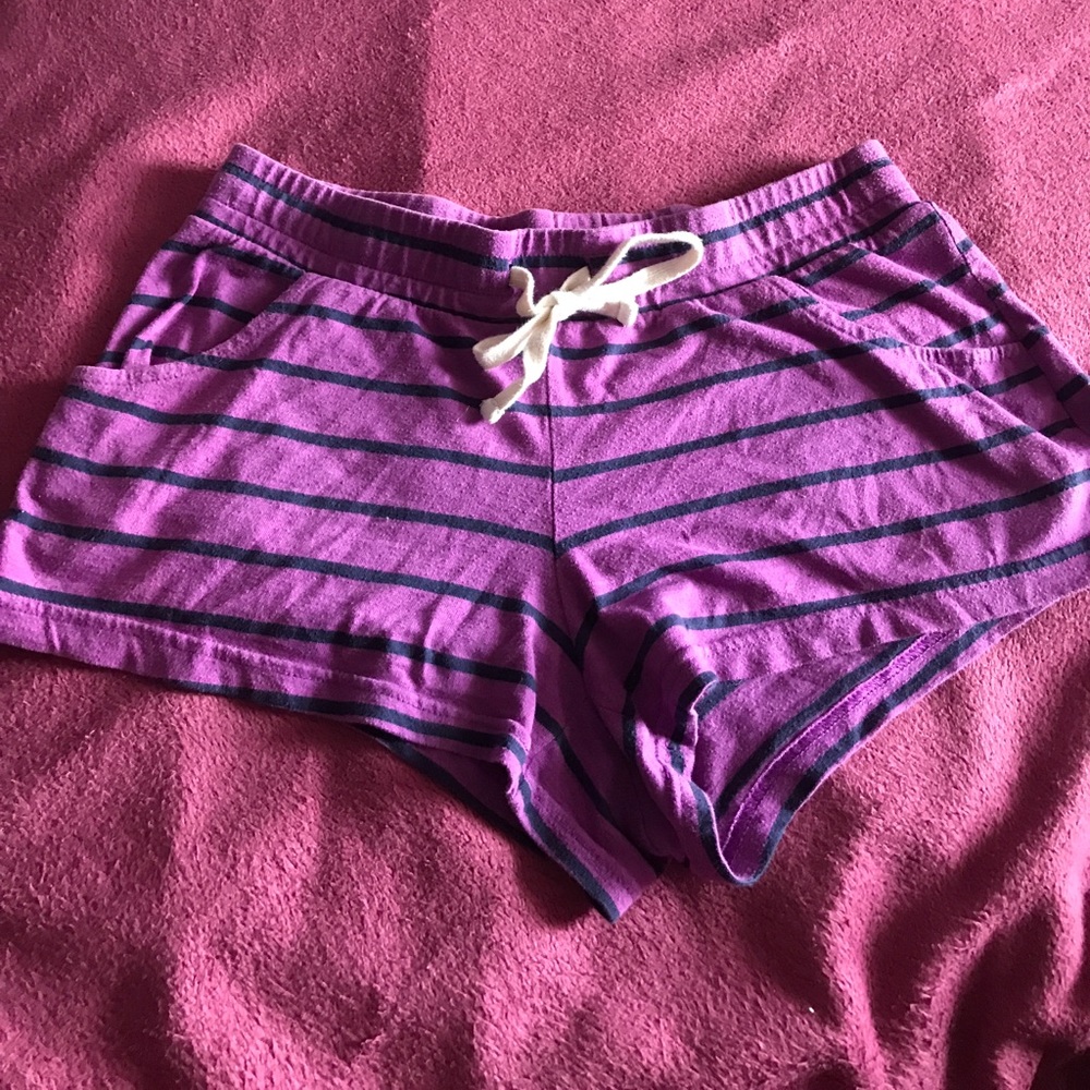 Purple and blue striped shorts