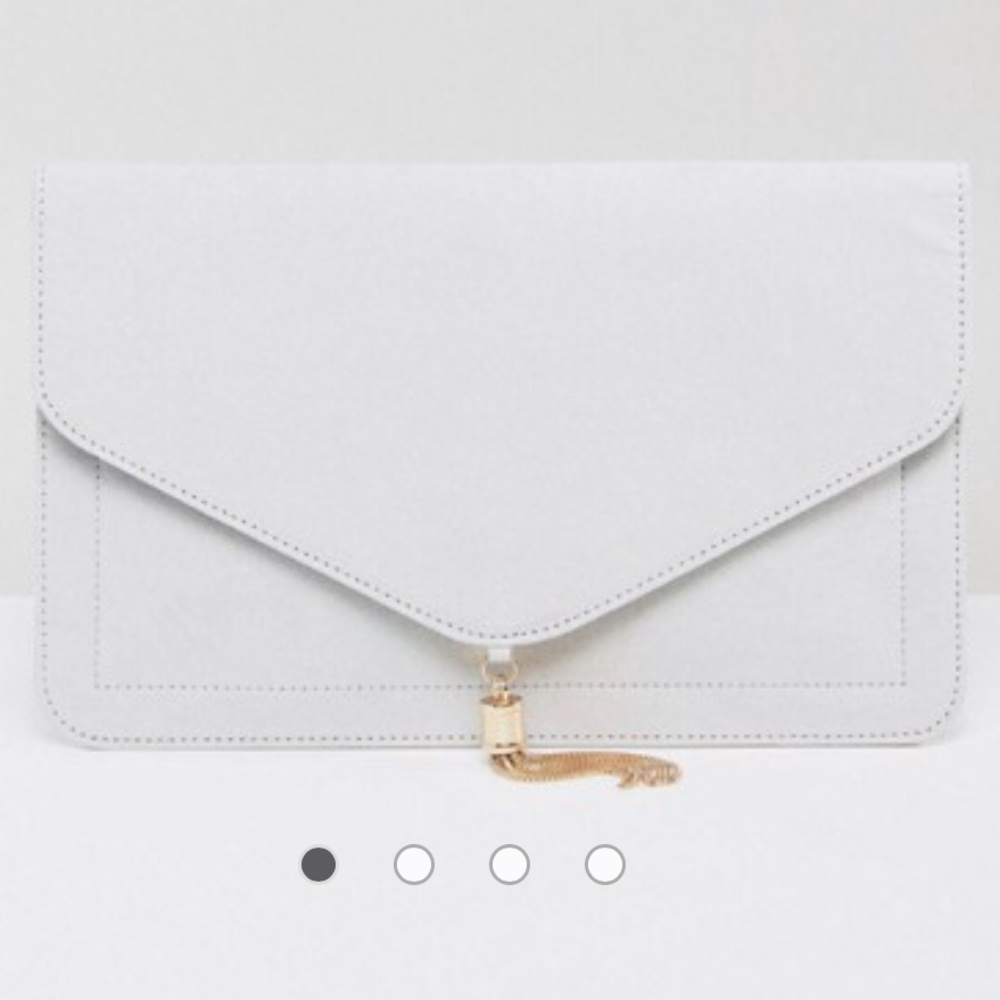 Grey Tassel Clutch Bag