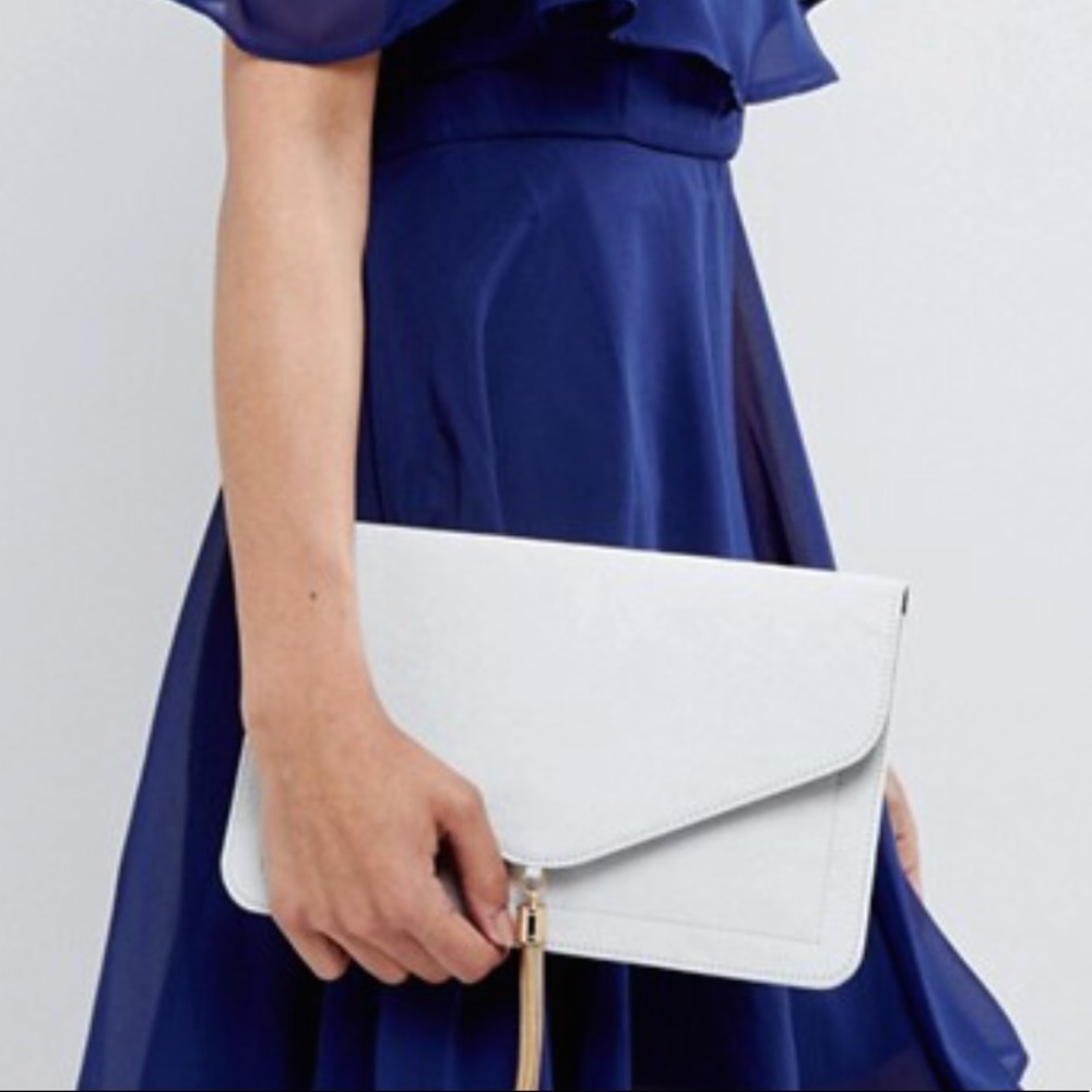 Grey Tassel Clutch Bag - Picture 2 of 2
