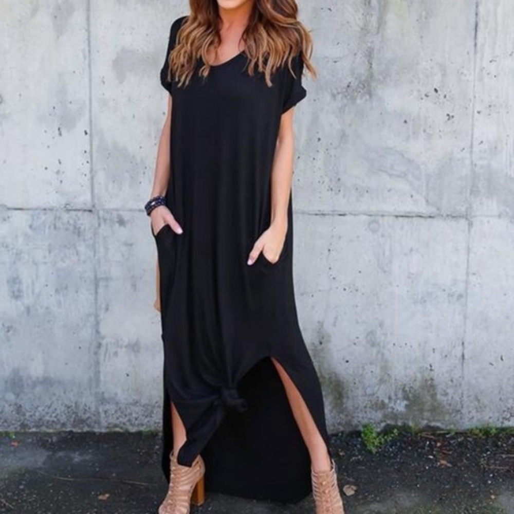 Flowy side slit boho dress