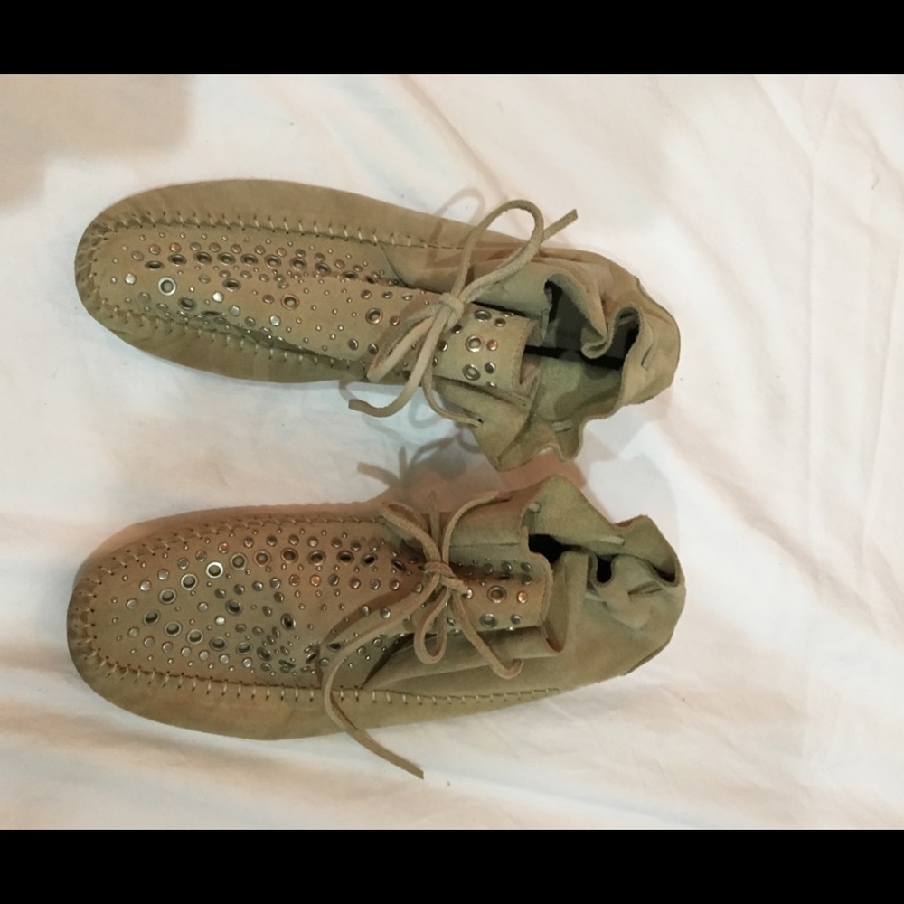 Zara Suede moccasins with studs