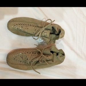 Zara Suede moccasins with studs