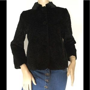 Gap Sz M Black Faux Fur Textured Jacket