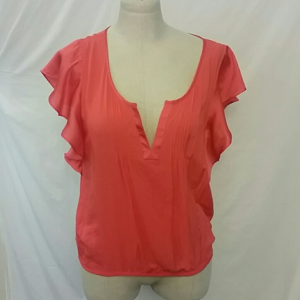 AE sheer light flowy short sleeve Peach blouse S