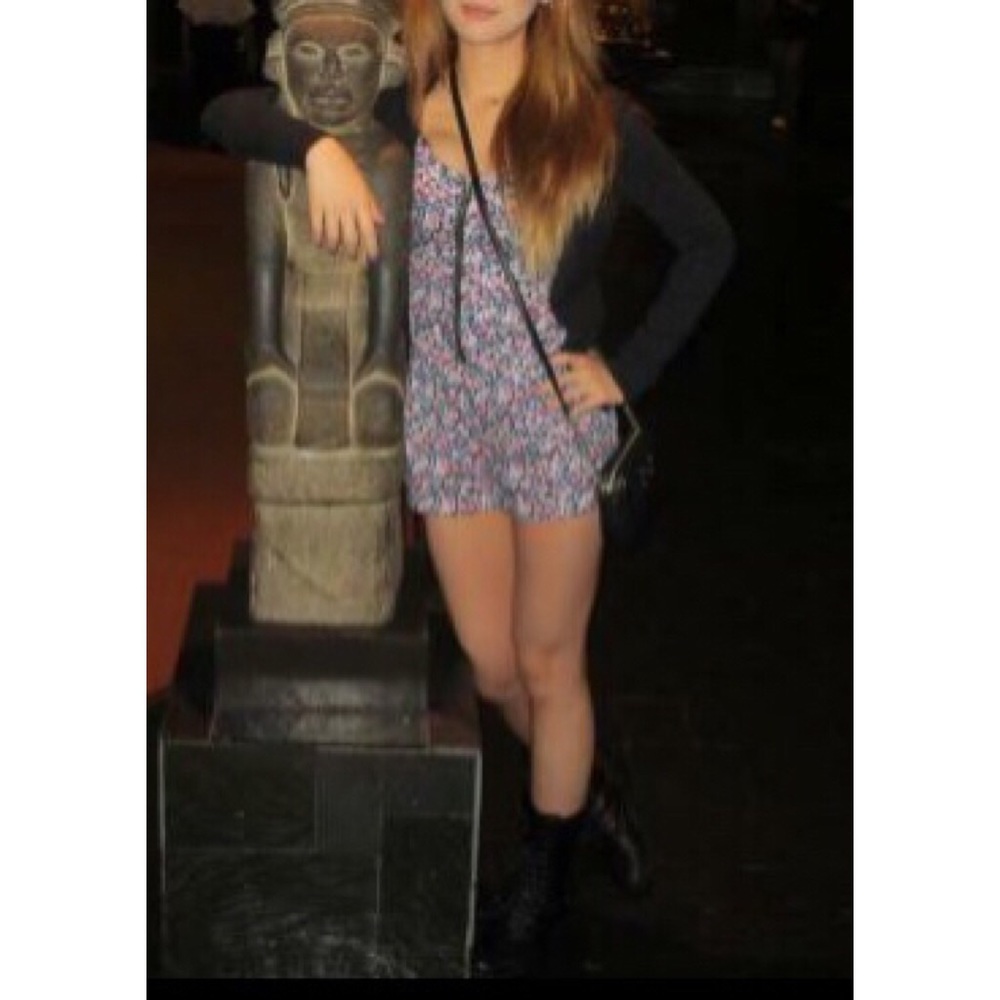 Floral Romper Pockets, Cuffed, Ruched, Size 4