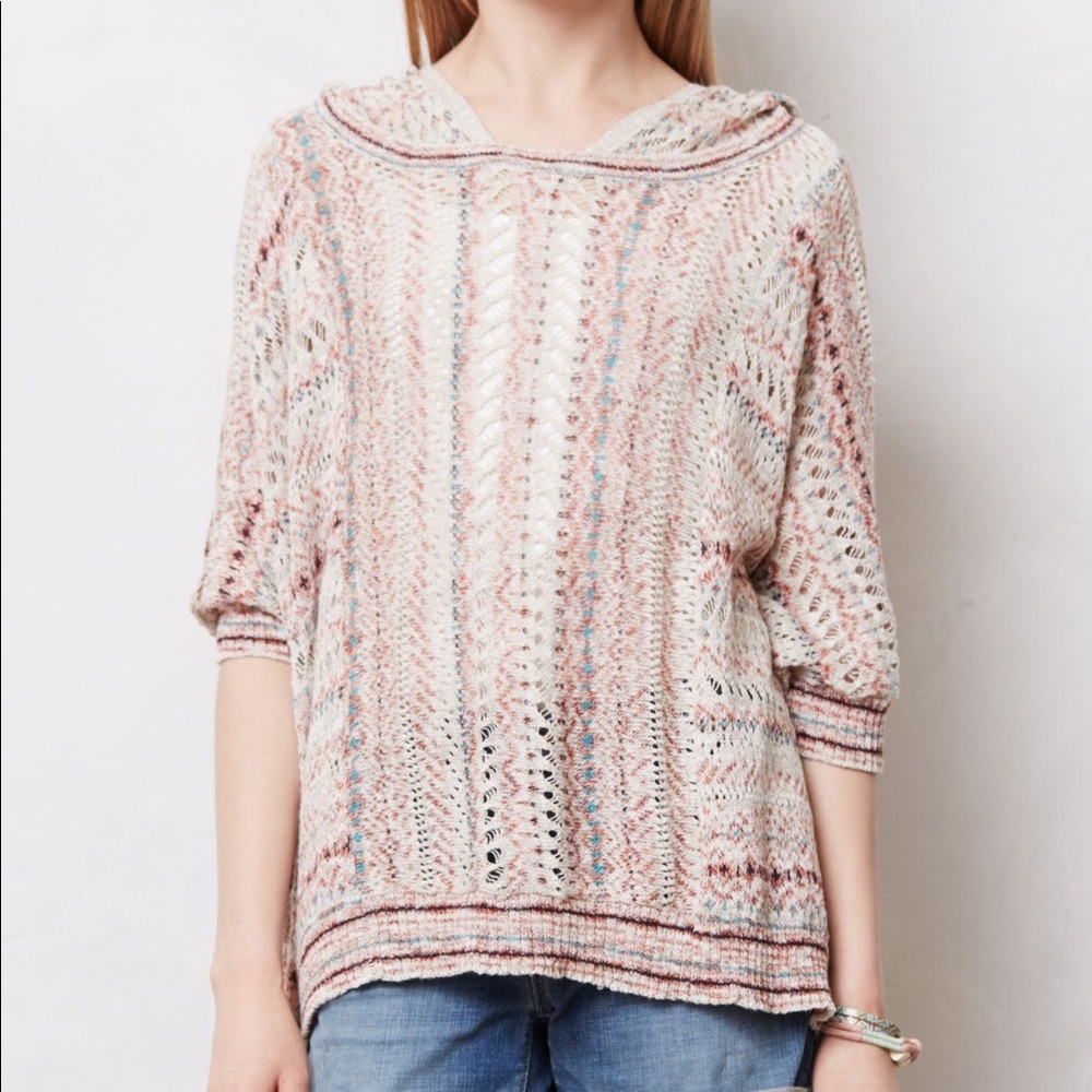 Moth (Anthro) spliced eyelet hooded poncho