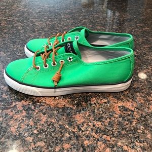 Green Sperry sneakers