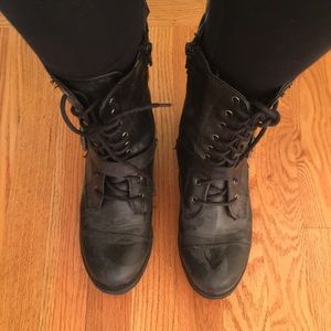 black buckle combat boots