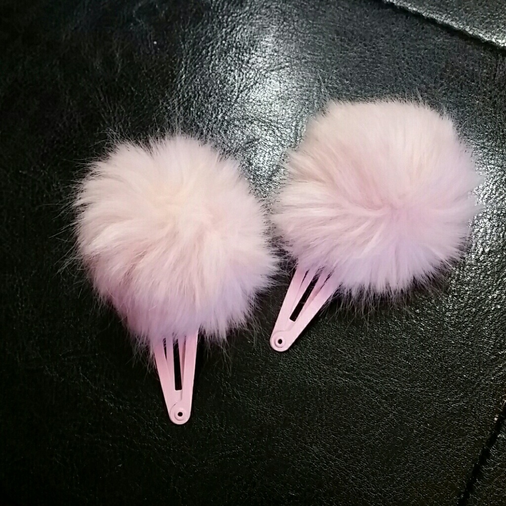 Baby Pink Pom-Pom Hair Clips