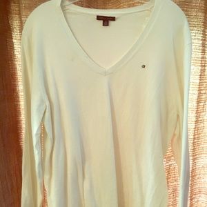 Tommy Hilfiger off white v neck sweater