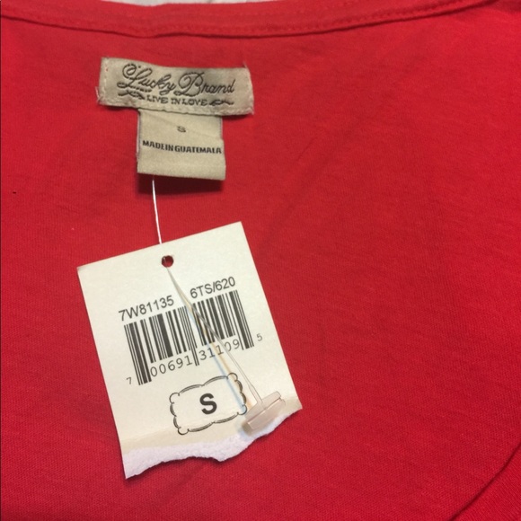 Lucky Brand S Red Floral T-Shirt - Picture 2 of 4