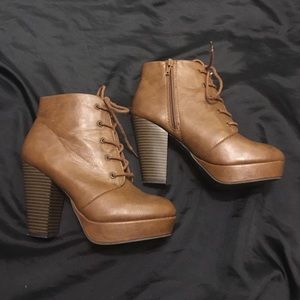 Brown Lace Up Booties
