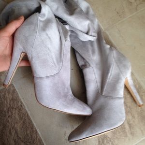 Light Gray Thigh High Boots