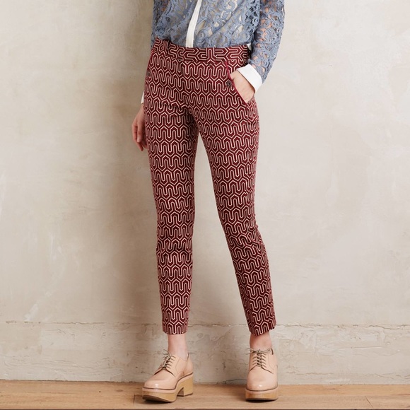 Anthropologie Pants - Anthropologie Red Patterned Charlie Trousers