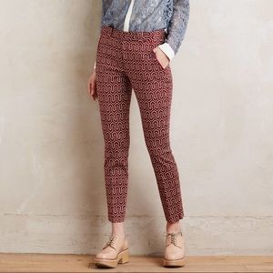Anthropologie Red Patterned Charlie Trousers