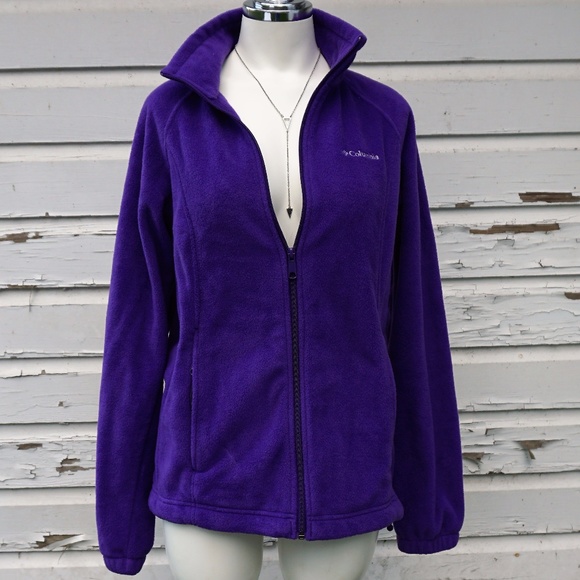 Columbia Purple Long Sleeve Fleece Zip-Up Jacket M - Picture 1 of 7