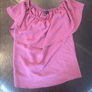 Maroon colored off the shoulder top