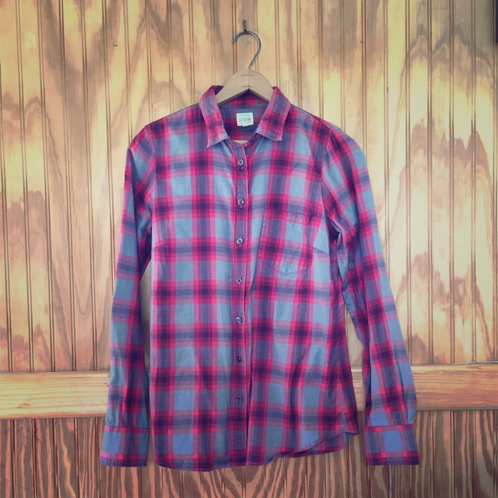 J. Crew The Perfect Shirt Red and grey plaid