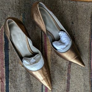 Copper-gold leather heels