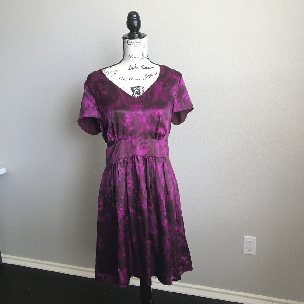 Satin rose print dress