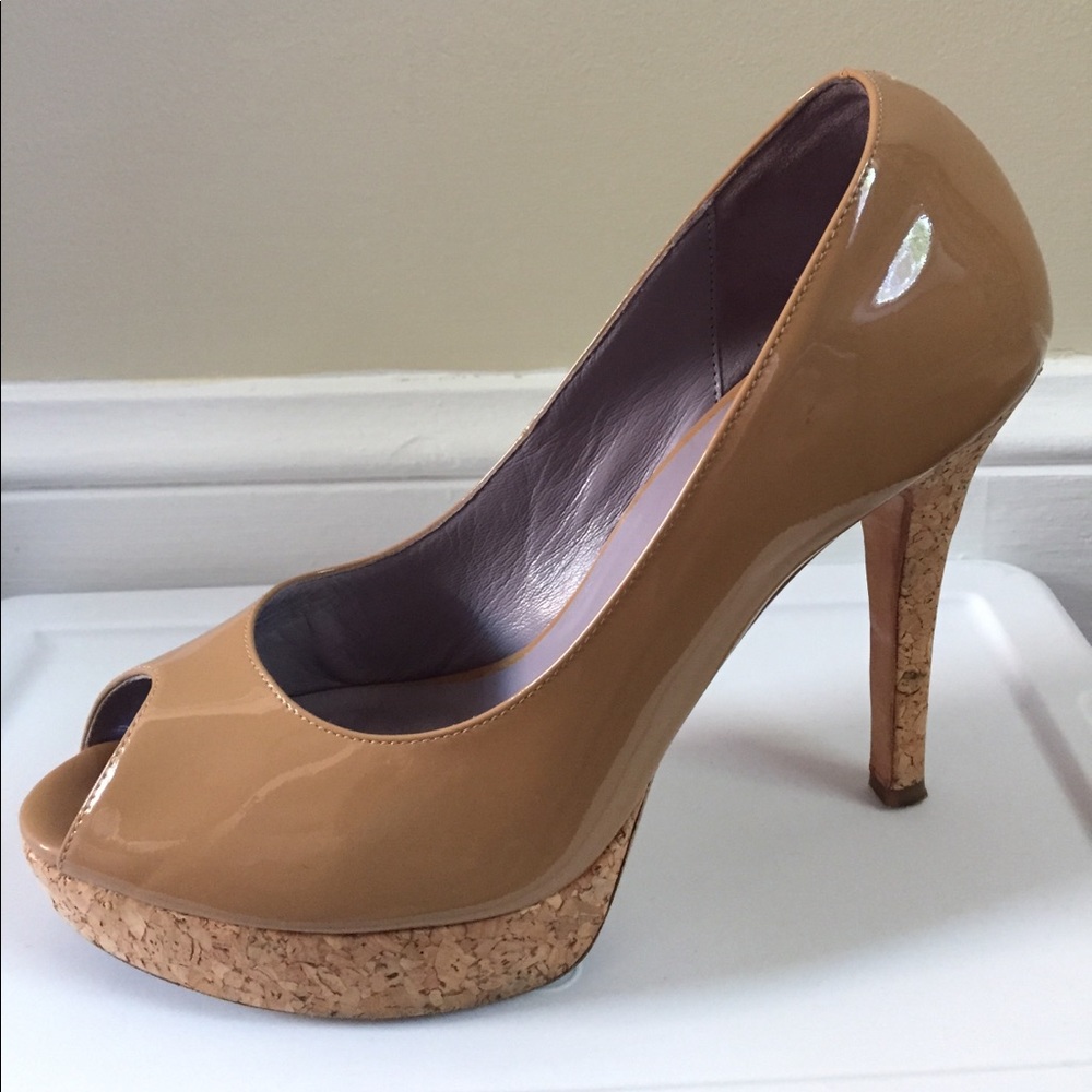 Cole Haan patent leather peep toe heels