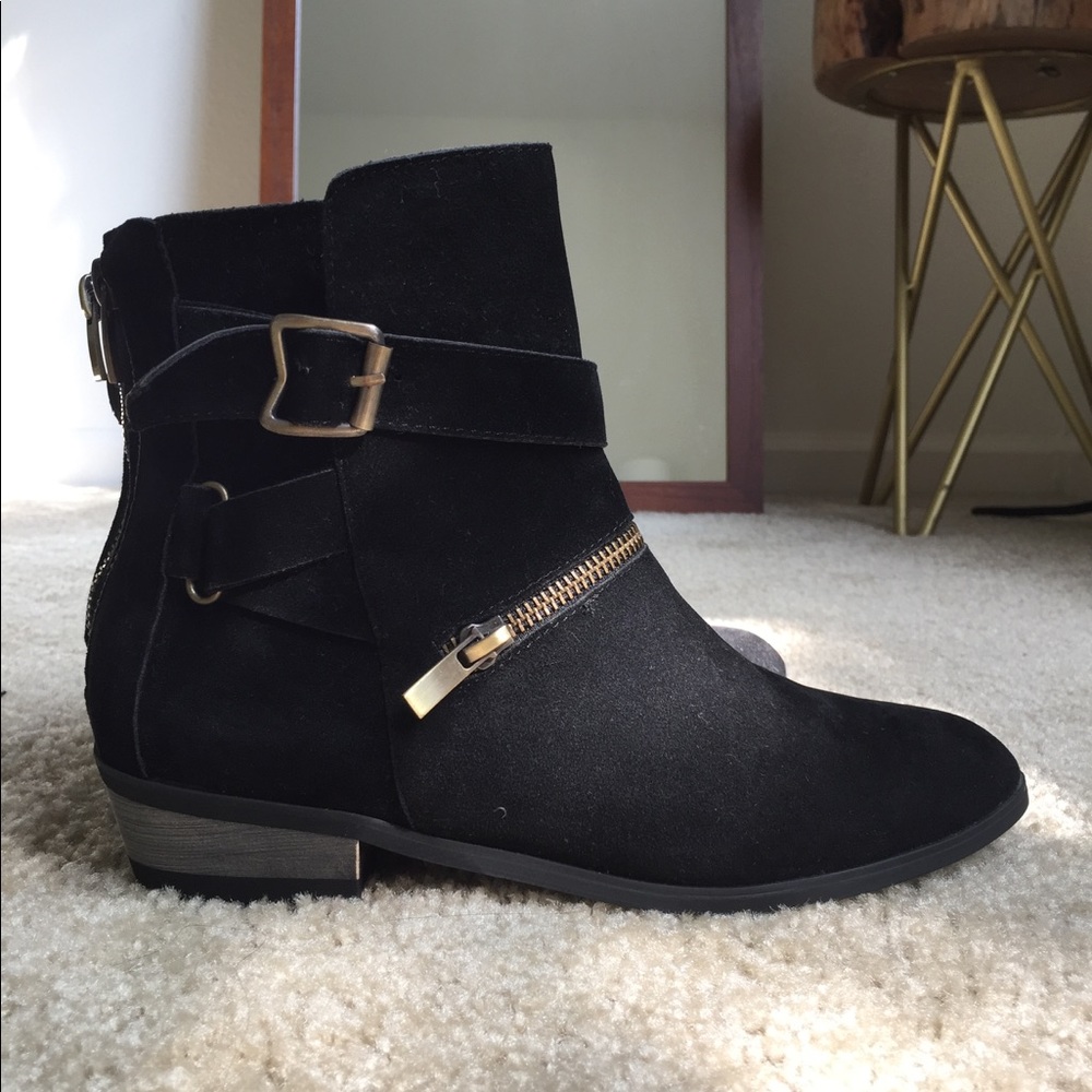 🐾 NWOT Black Suede Leather Ankle Boots