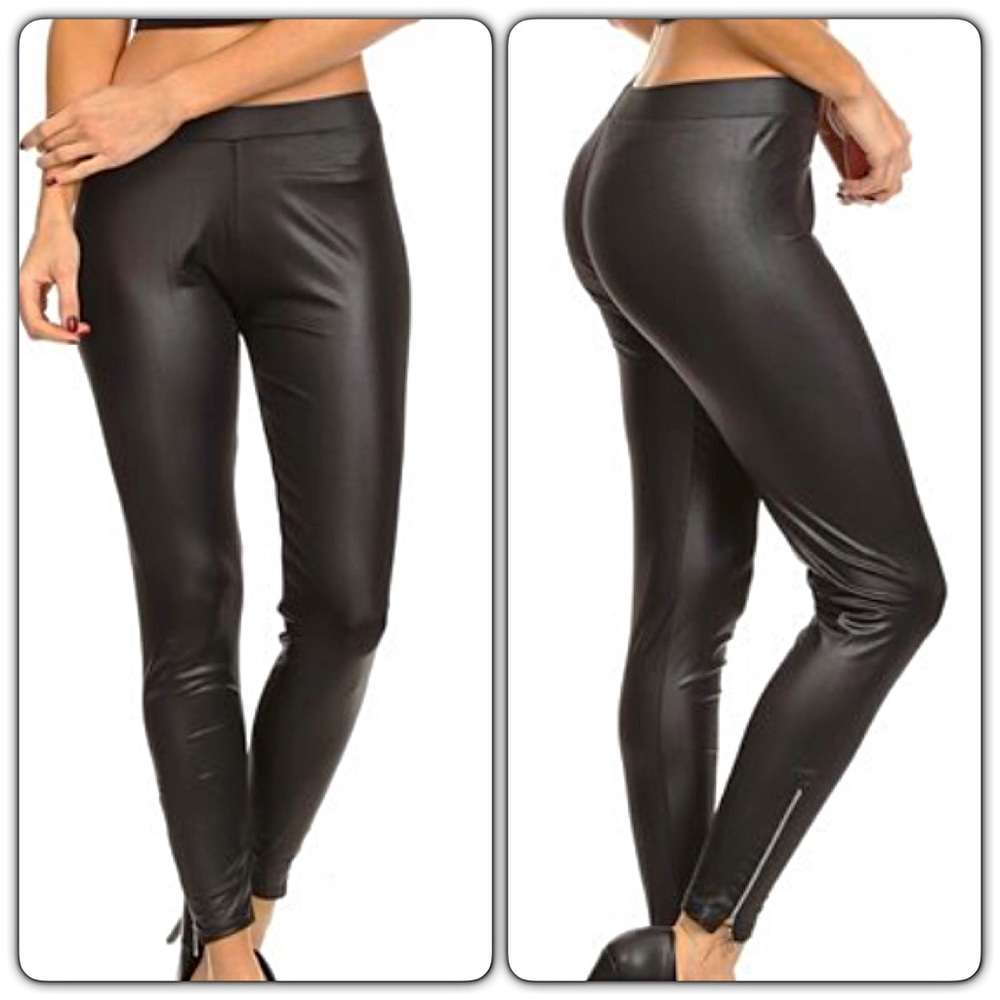 Stunning & Perfect Faux Leather Zipper Leggings OS - Picture 2 of 8